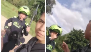 Brutal agresión de patrullera en Bogotá